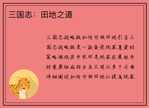 三国志:田地之道